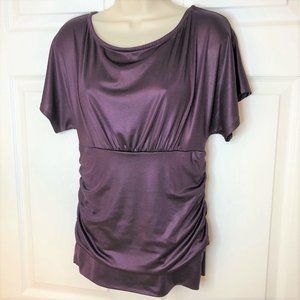 Charlotte Russe Deep Plum Blouse w/Ruched Sides & Gathered Bust L
